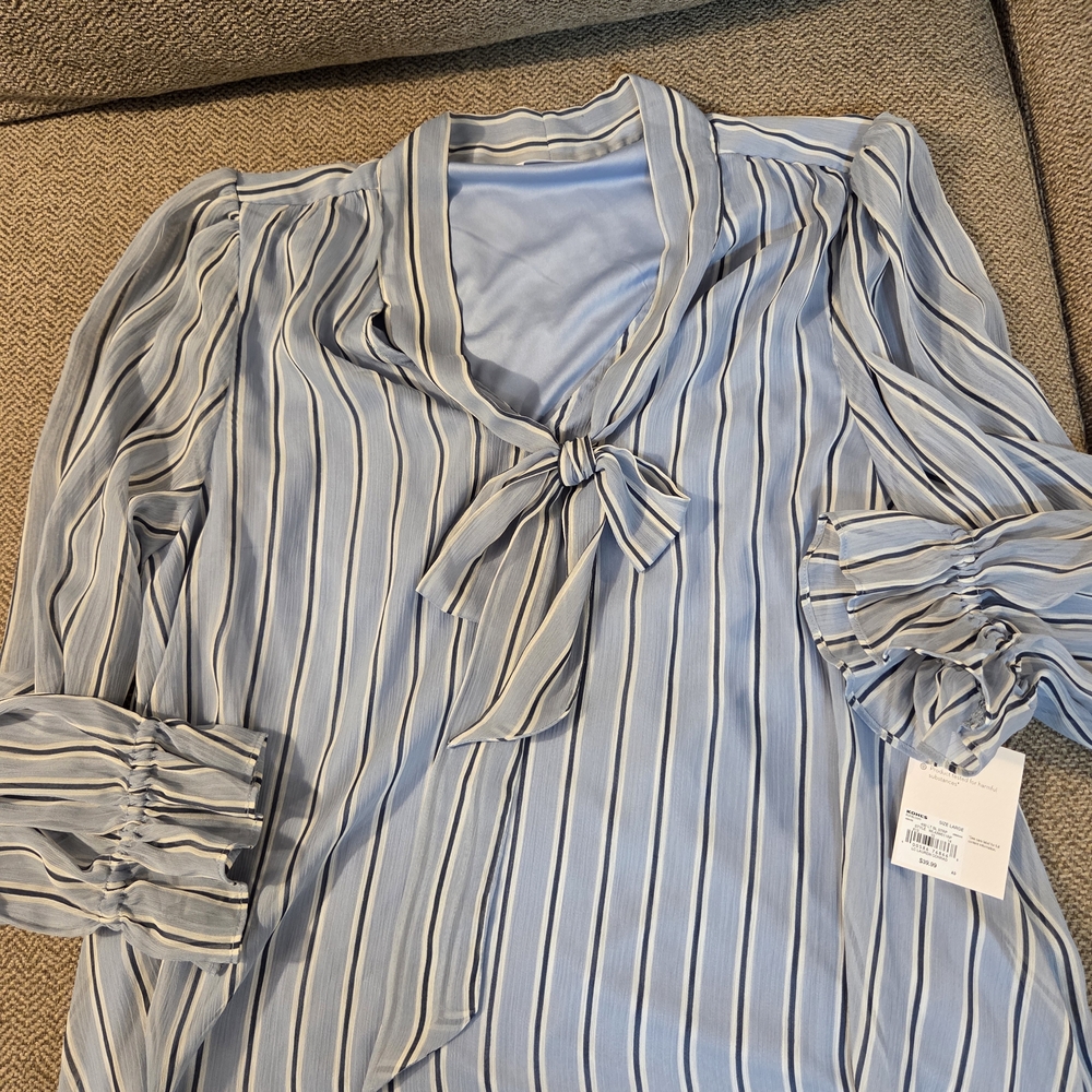 LC Lauren Conrad Blue Striped Blouse